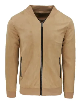 Giubbotto giacca uomo College scamosciato beige felpa giubbino camoscio