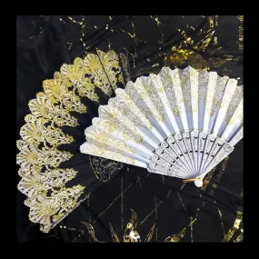 Gothic dark gold style folding fan