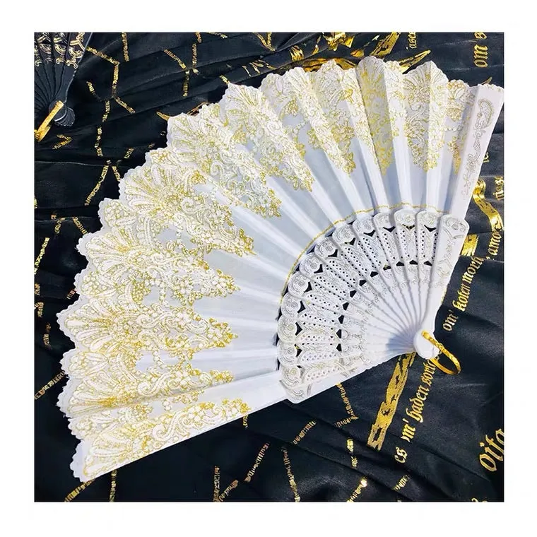 Gothic dark gold style folding fan