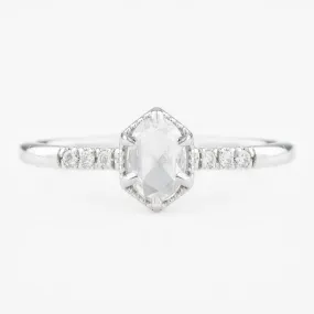 Grace Ring 0.27ct Oval Rose Cut Diamond, 14K White Gold, (One Of A Kind)