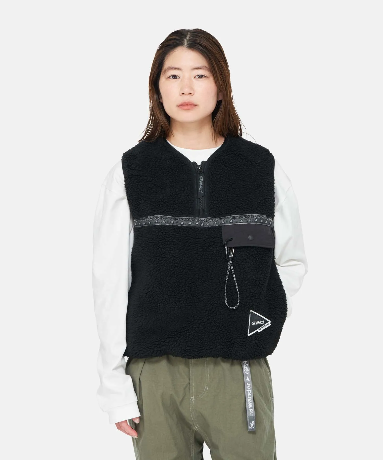 Gramicci x and wander Women's JQ Tape Fleece Vest