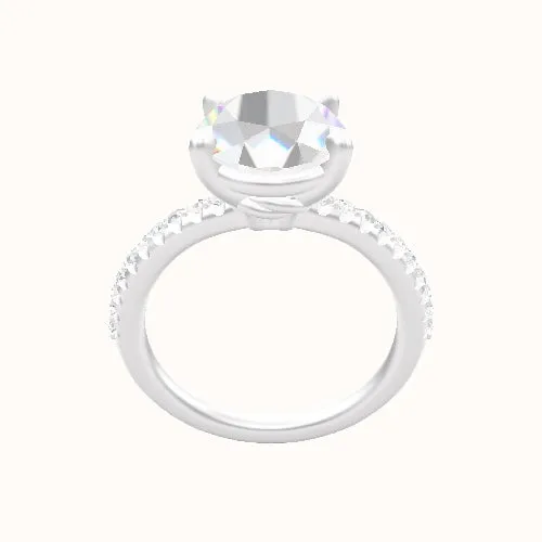 Half Pave Engagement Ring With Standard Four Prong Head