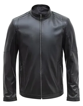 Happy Gentleman B102 - Real Leather Tailored Fit Mens Black Biker Jacket