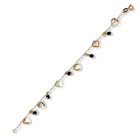 Heart charm design anklet 18kts of gold plated