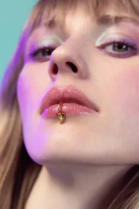 heart lip ring in gold