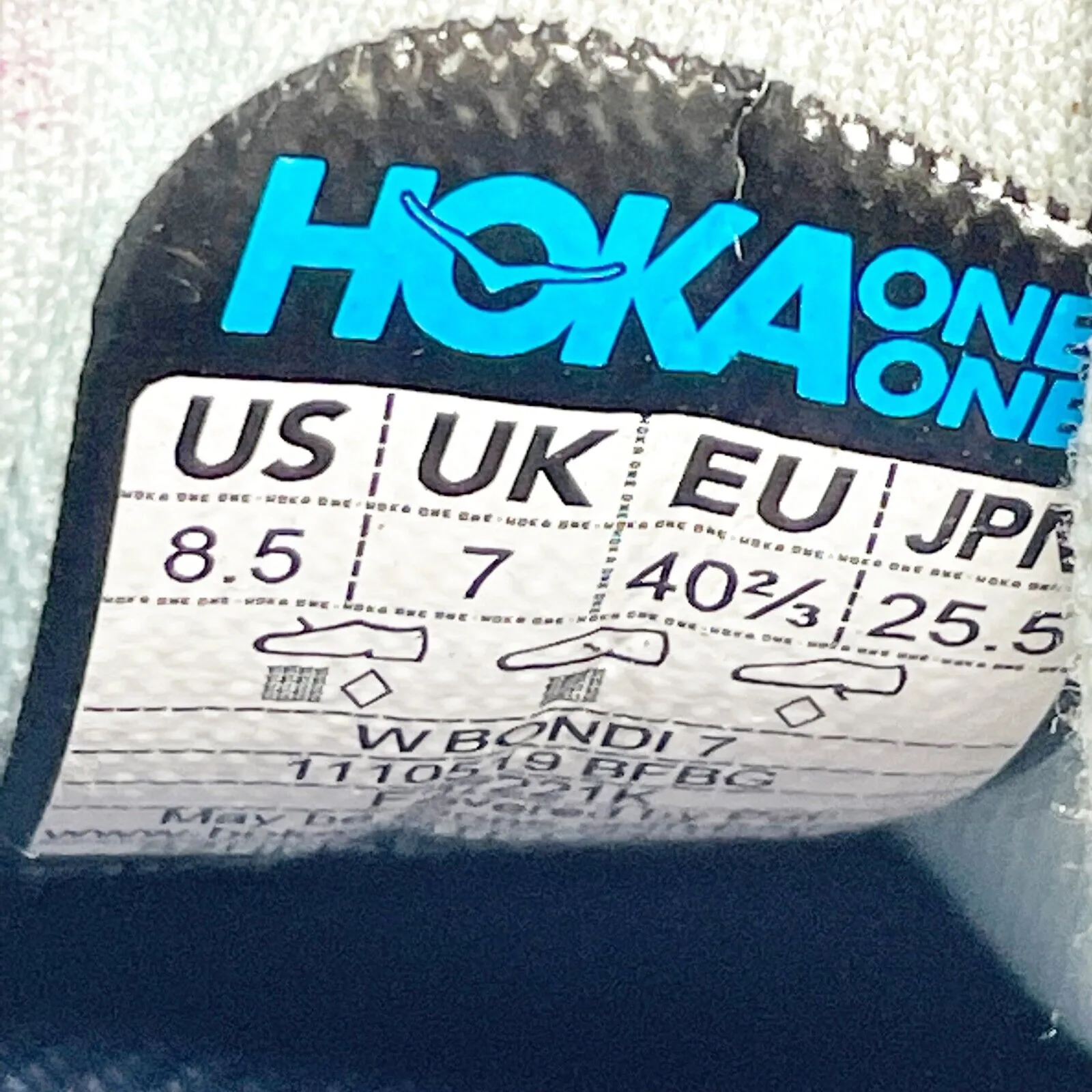 Hoka One One Womens Bondi 7 1110519 BFBG Blue Running Shoes Sneakers Size 8.5
