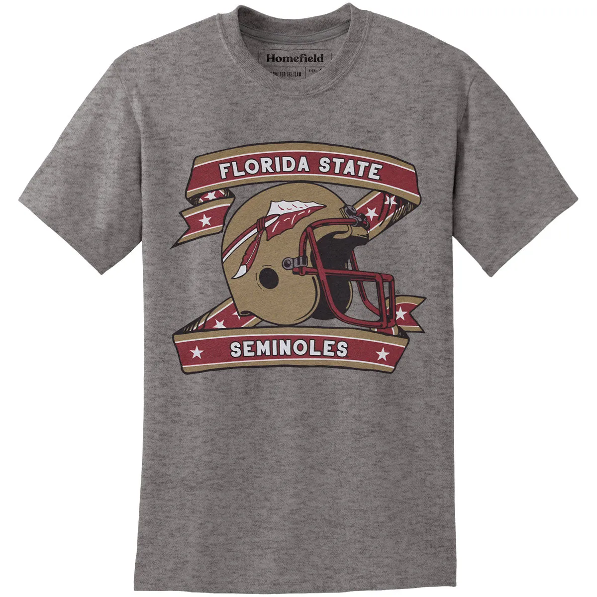 Homefield Adult/Unisex Vault Florida State Seminoles Helmet Design Short Sleeve T-shirt - Grey