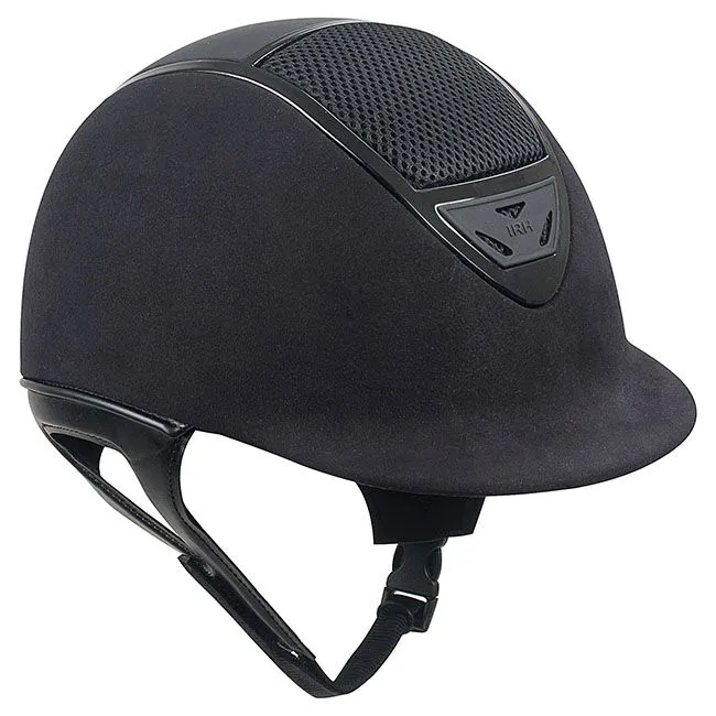 IRH Equestrian XLT Helmet - Black Amara Suede with Black Glossy Frame