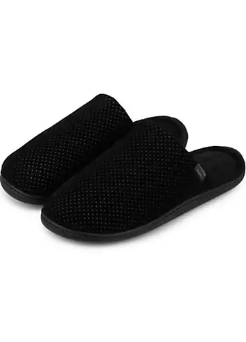 Isotoner Mens Black Suedette Mules by Totes | Look Again