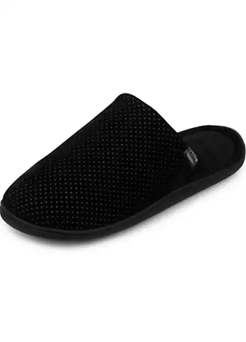 Isotoner Mens Black Suedette Mules by Totes | Look Again