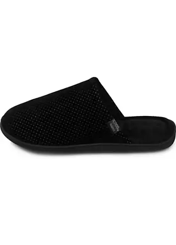 Isotoner Mens Black Suedette Mules by Totes | Look Again