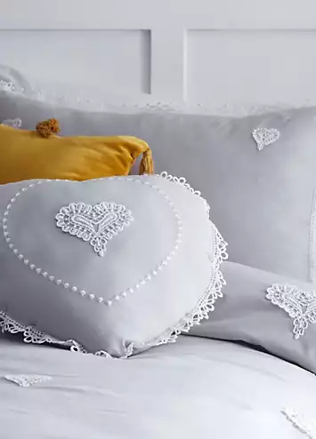 Kaleidoscope Sophia Embroidered Vintage Heart Duvet Cover Set | Kaleidoscope