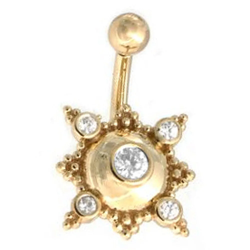 Kandy Navel J Curve in Gold with DIAMONDS