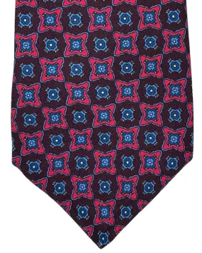 Kiton Tie Purple Pink Medallion Design - Luxury Sevenfold Necktie