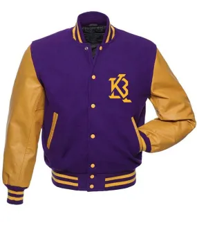 LA Lakers KB 24 Angel Purple and Yellow Varsity Jacket