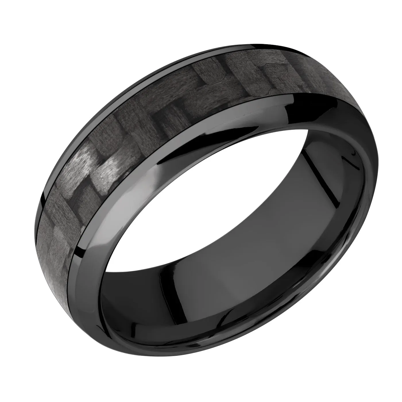 Lashbrook 8MM Zirconium Carbon Fiber Inlay Wedding Band