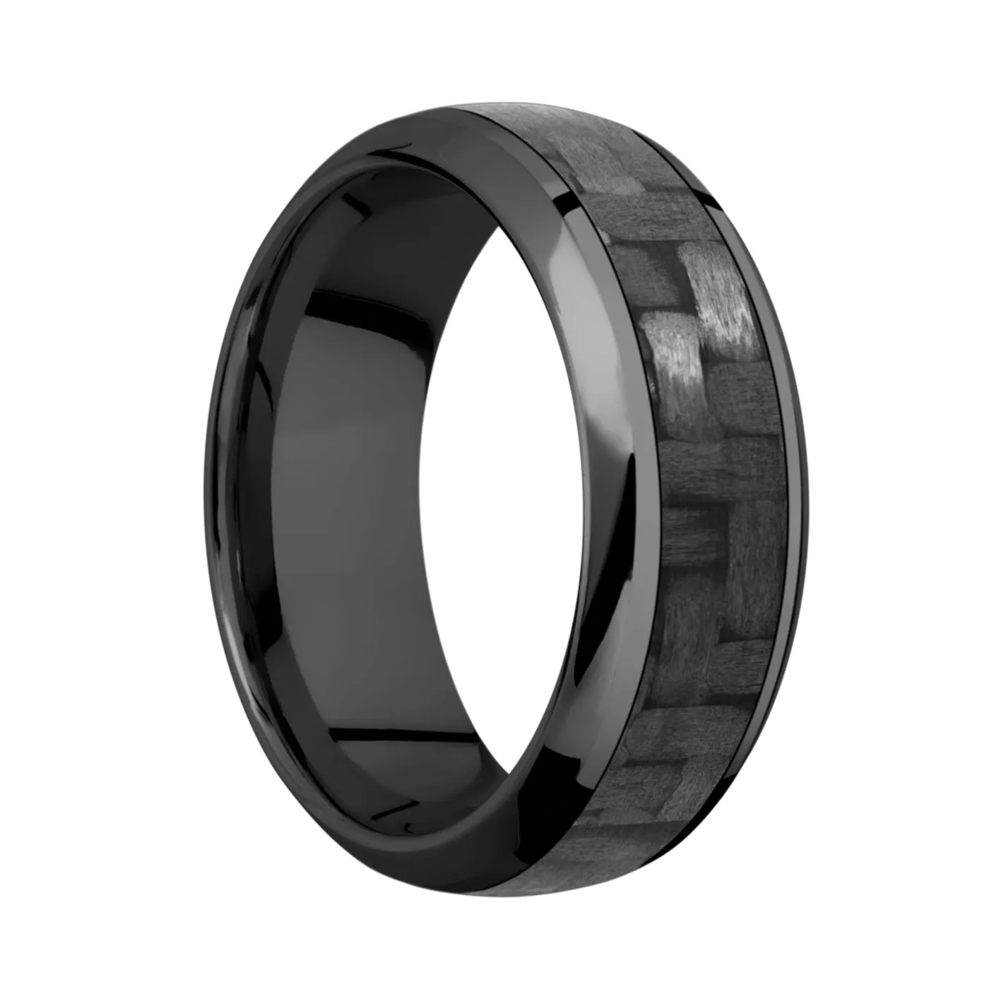 Lashbrook 8MM Zirconium Carbon Fiber Inlay Wedding Band