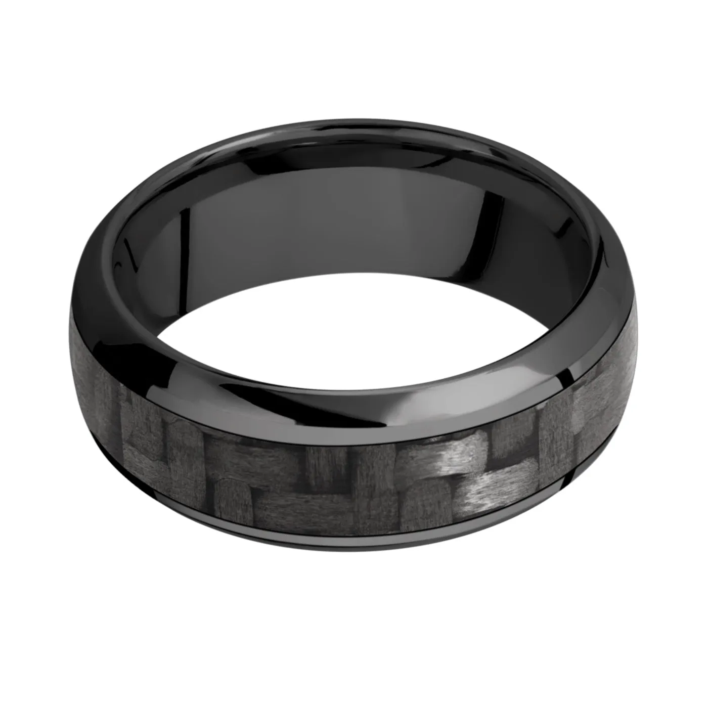 Lashbrook 8MM Zirconium Carbon Fiber Inlay Wedding Band