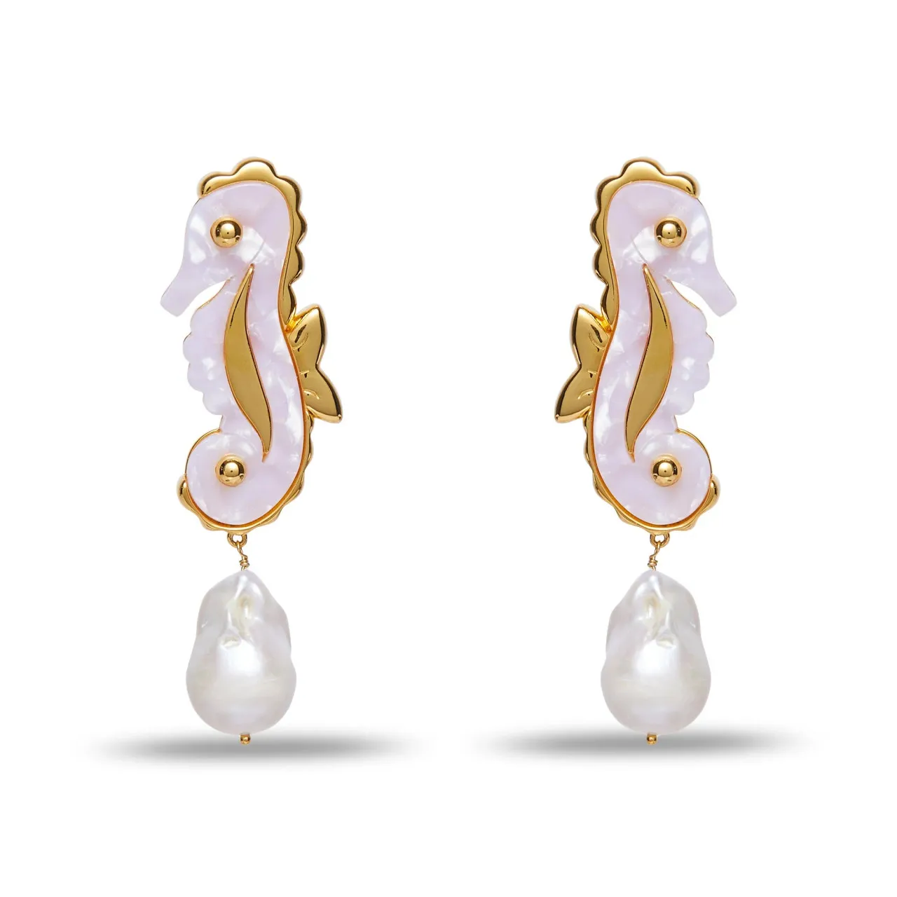 Lele Sadoughi Seahorse Pearl Drop Earrings, Mother of Pearl