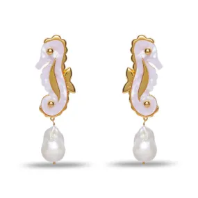 Lele Sadoughi Seahorse Pearl Drop Earrings, Mother of Pearl