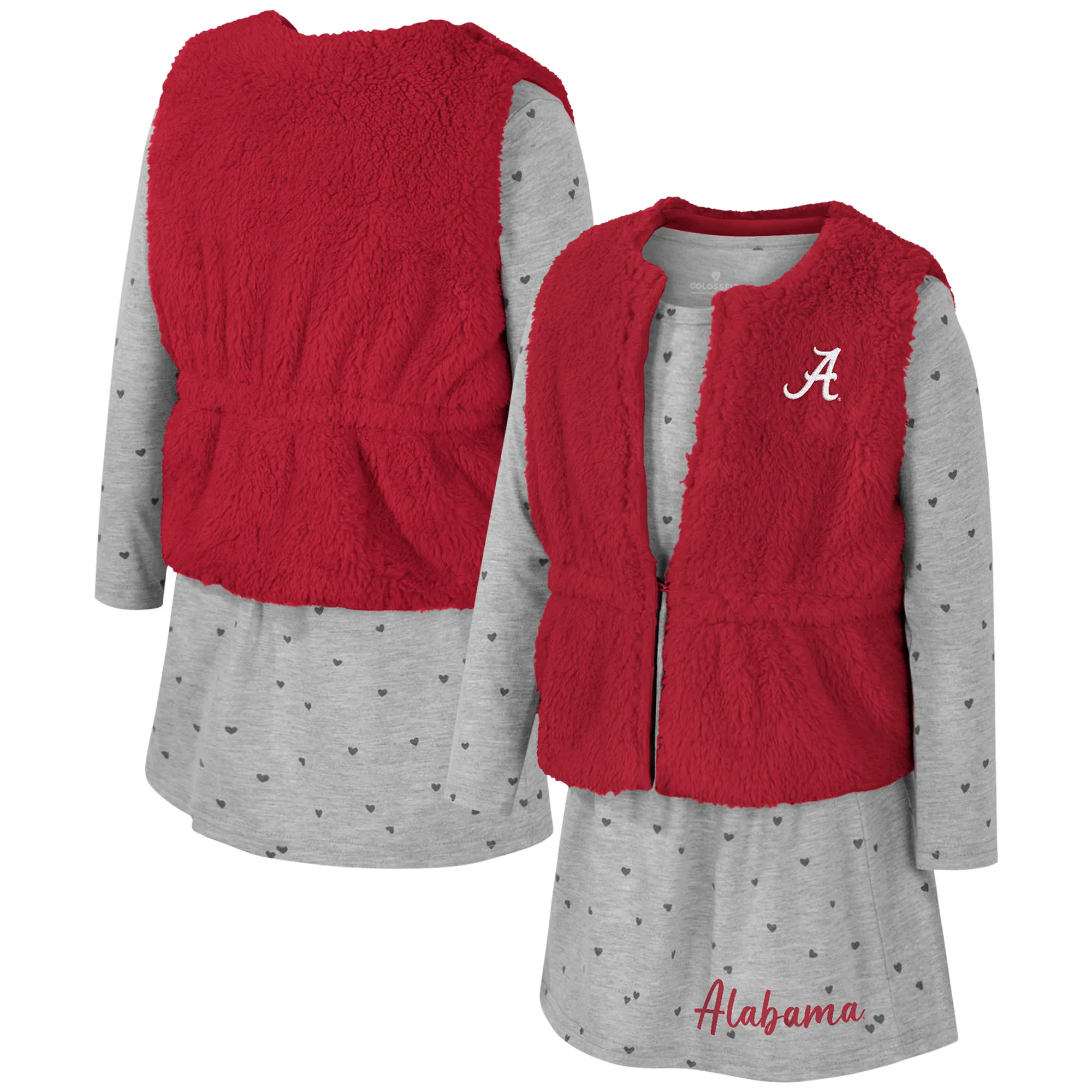 Lids Girls Toddler Colosseum Crimson Alabama Tide Meowing Vest & Dress Set