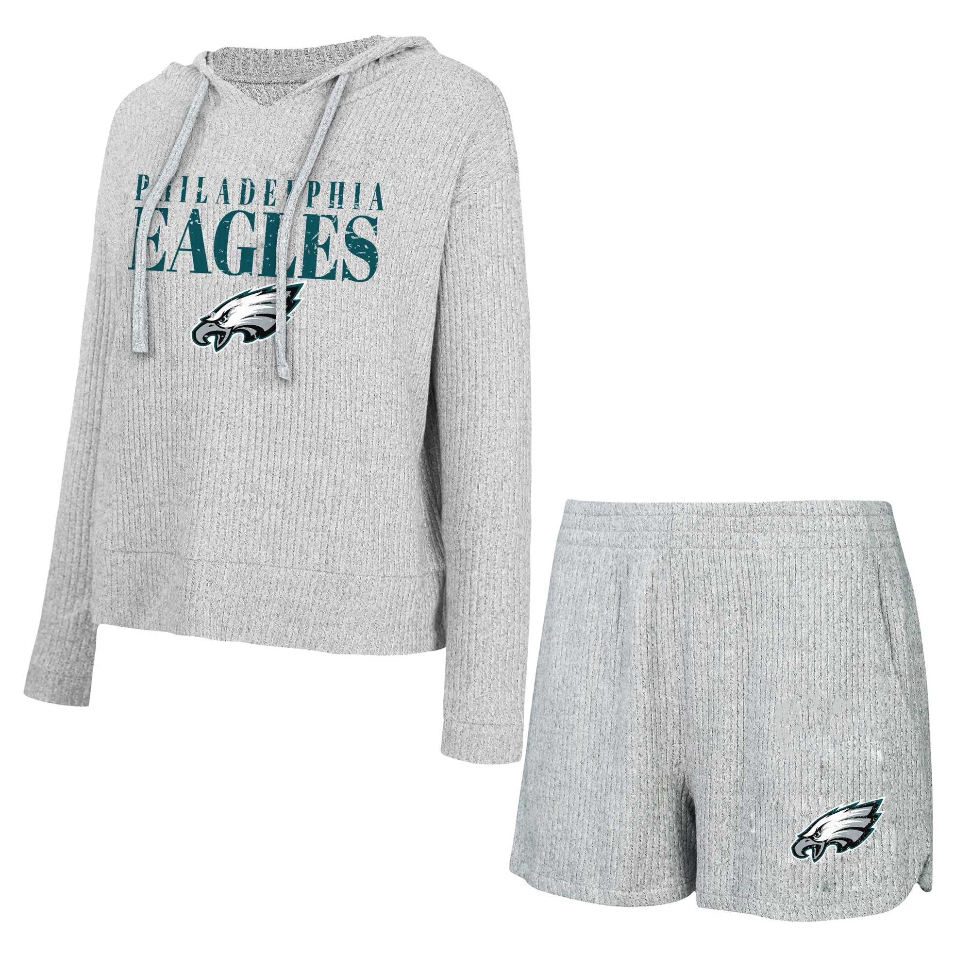Lids Women's Concepts Sport Gray Philadelphia Eagles Juniper Long Sleeve Hoodie T-Shirt & Shorts Set