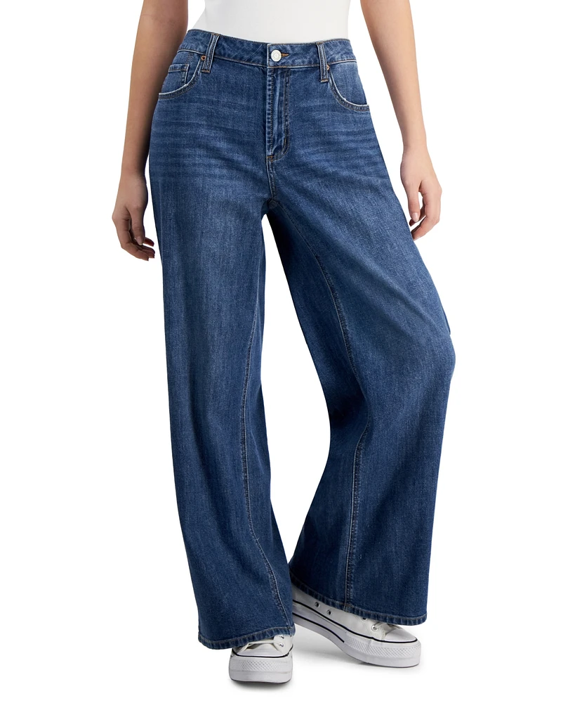 Macy's Vanilla Star Juniors' High-Rise Wide-Leg Comfy Jeans