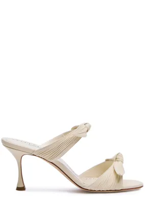 MANOLO BLAHNIK Lollo 70 bow-embellished leather mules  -                         -                     -                