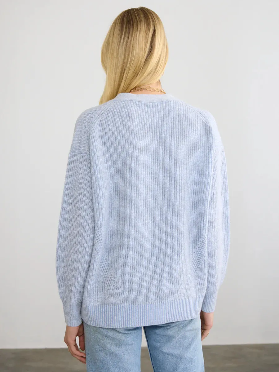 Margaret O'Leary FAIRFAX Cashmere Cardigan in Fog/Riveria 