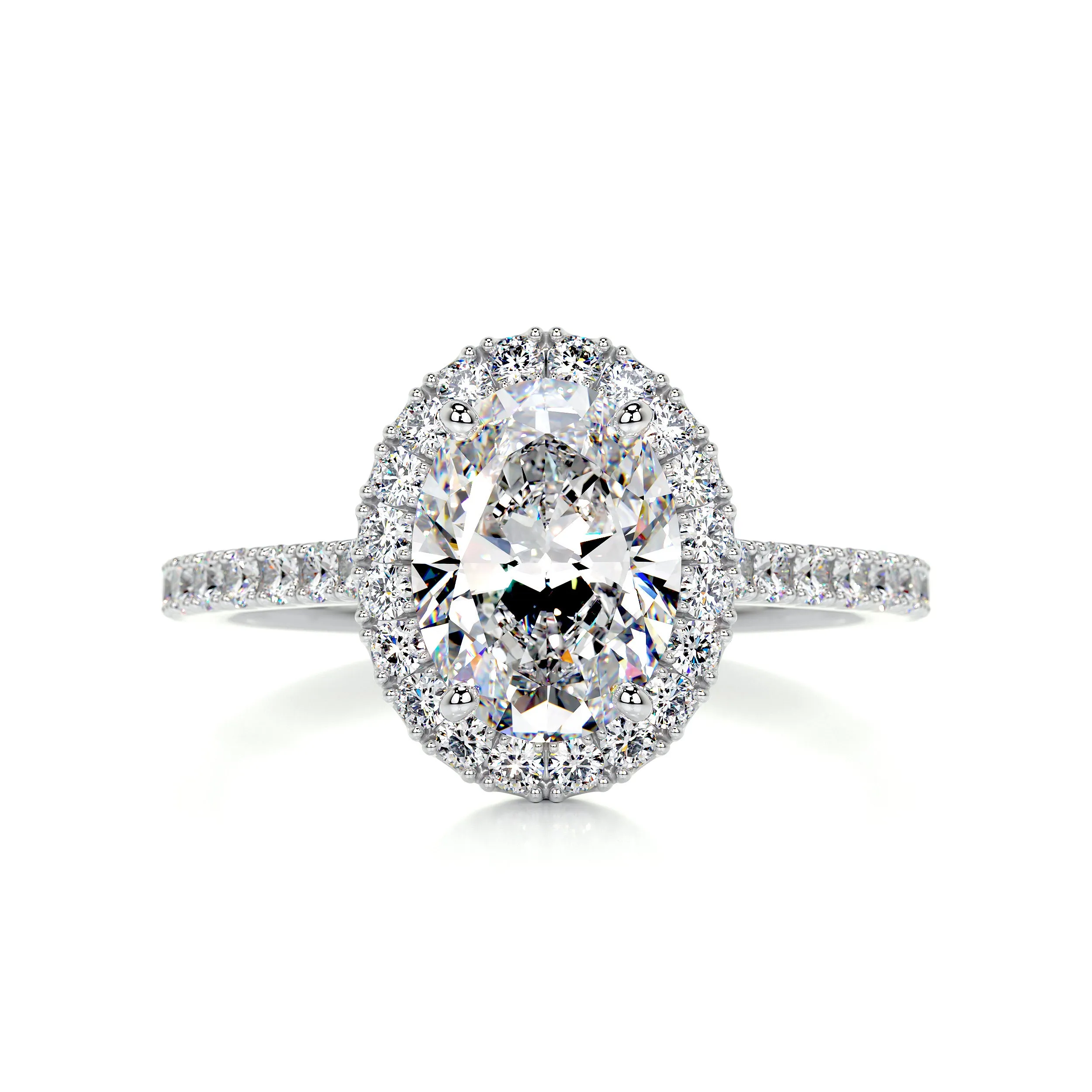 Maria Moissanite & Diamonds Ring -14K White Gold