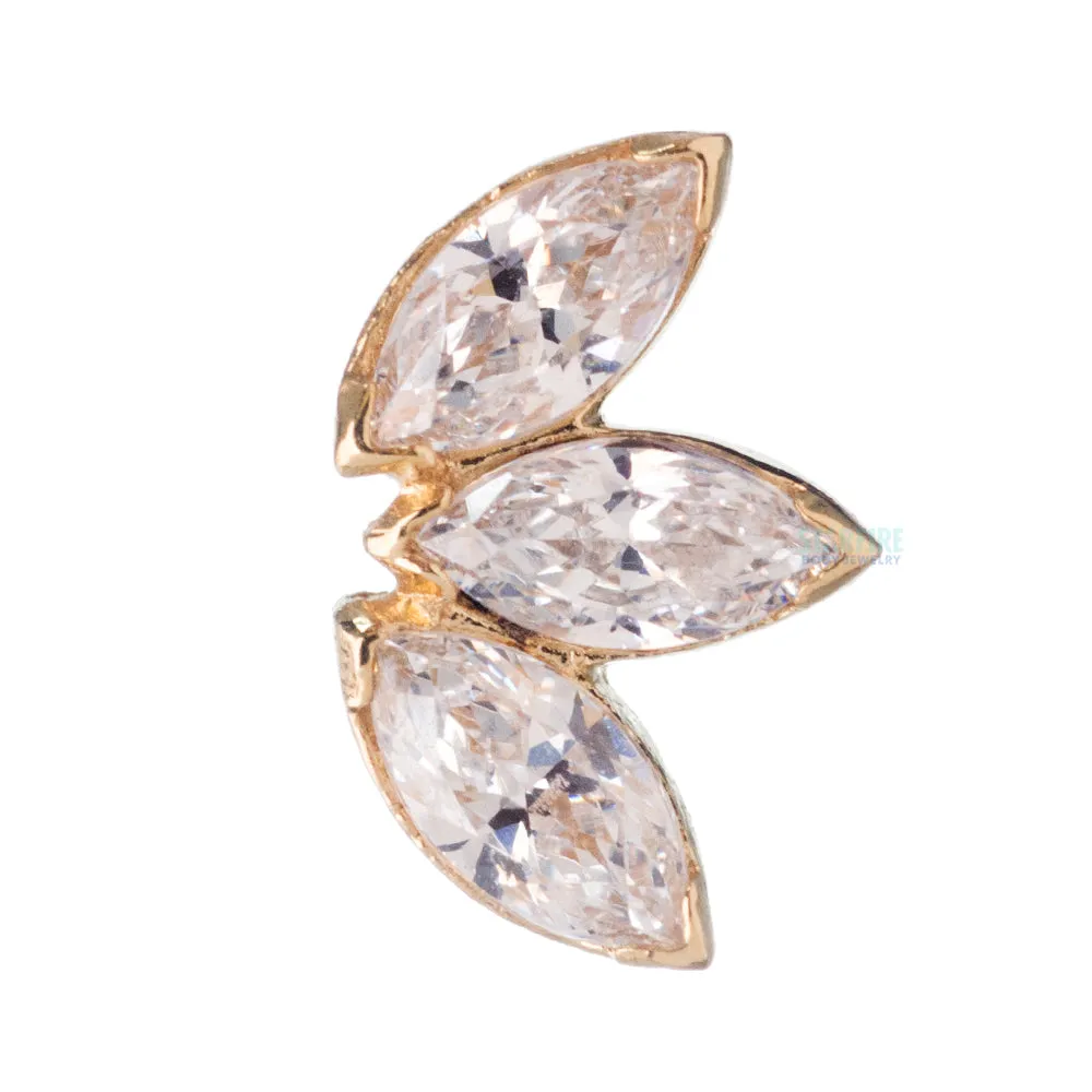 Marquise Fan in Gold with Brilliant-Cut Gems - on flatback