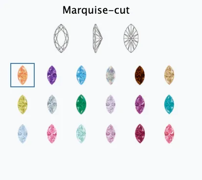 Marquise Fan in Gold with Brilliant-Cut Gems - on flatback