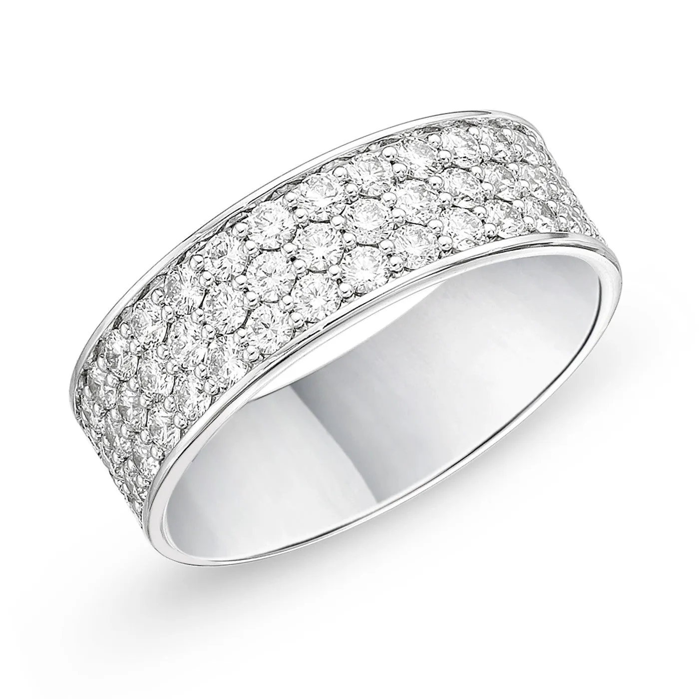 Memoire 18K White Gold Three-Row Halfway Pave Silk Diamond Band