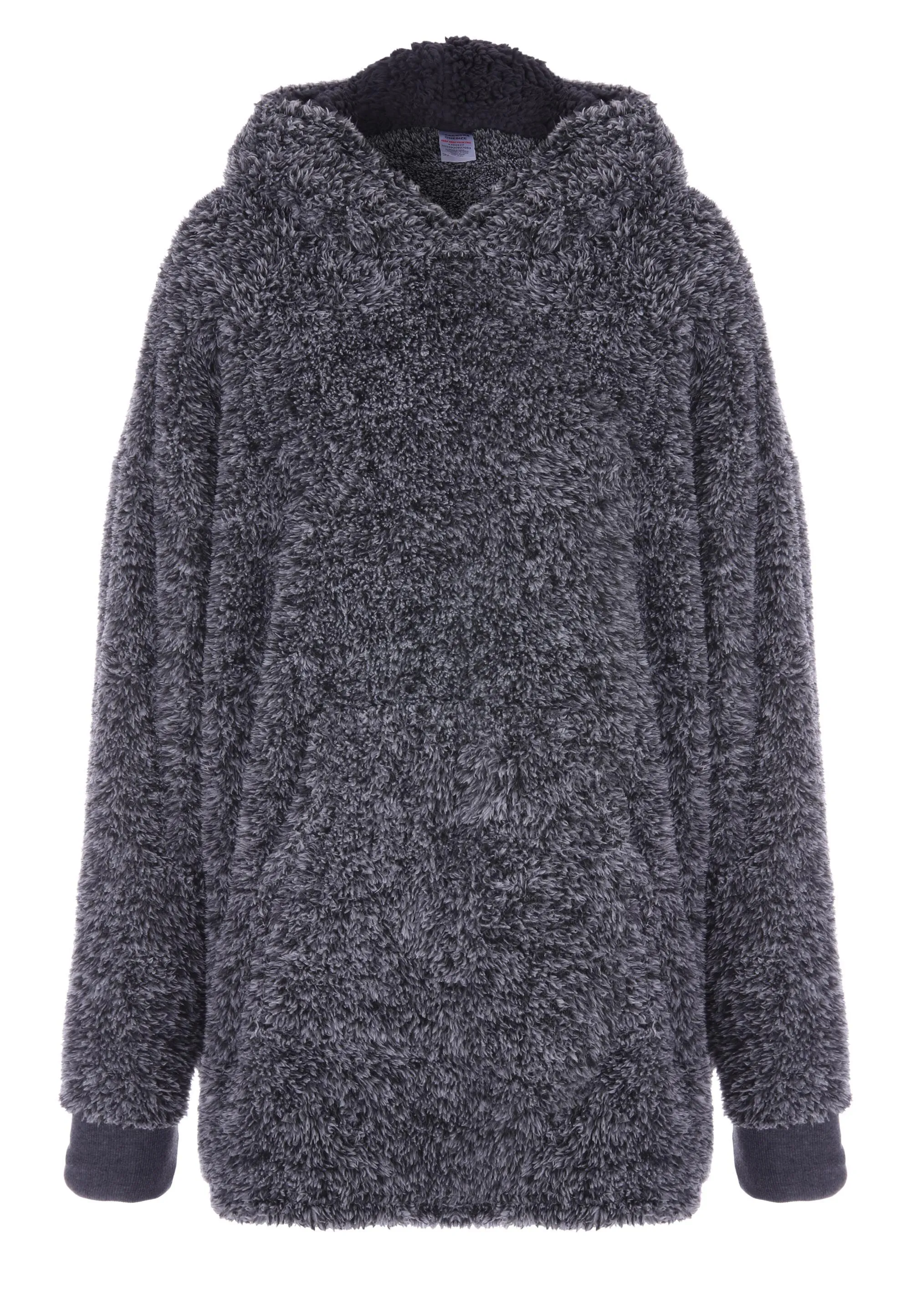 Mens Grey Hooded Blanket Sherpa Dressing Gown