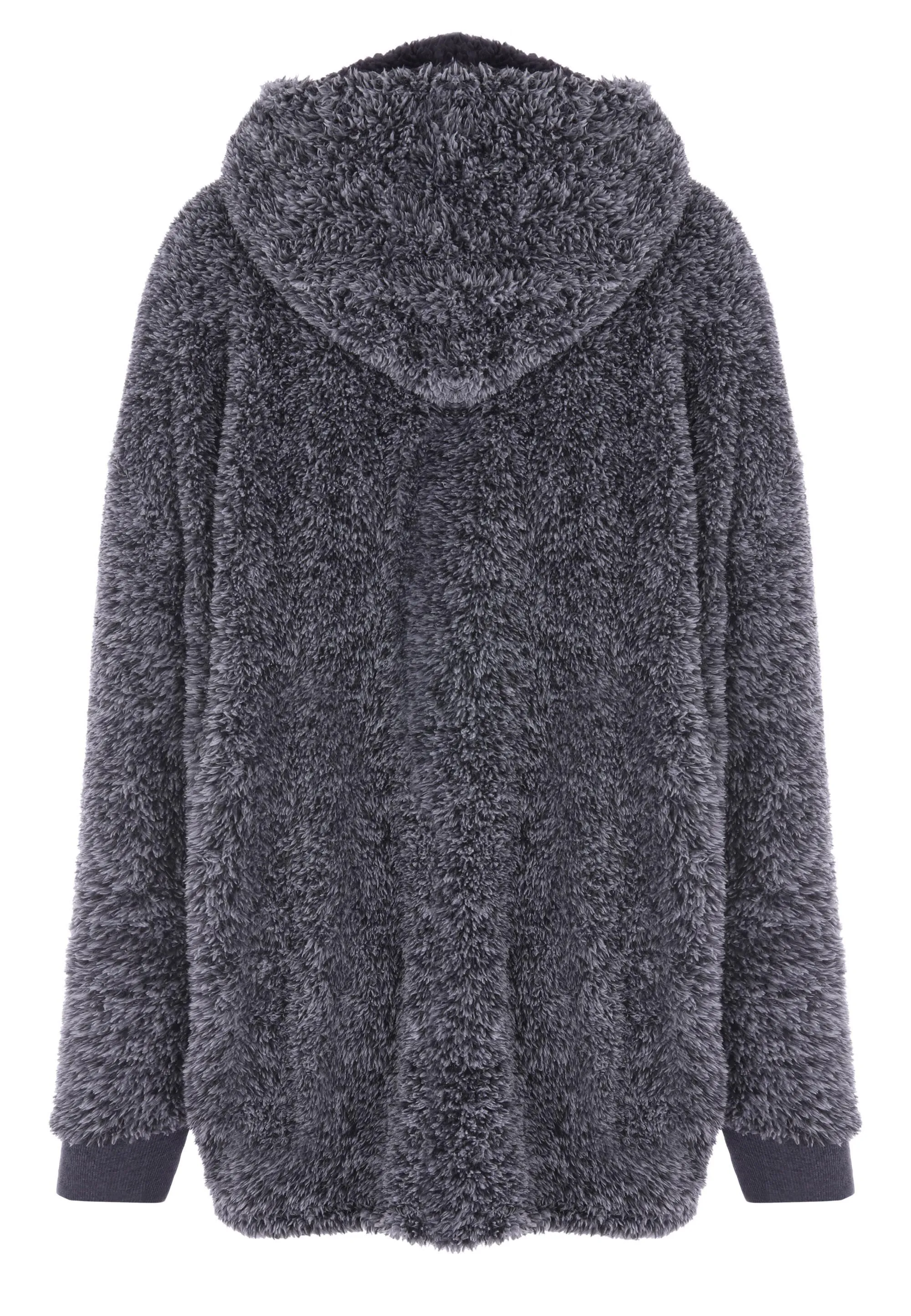 Mens Grey Hooded Blanket Sherpa Dressing Gown