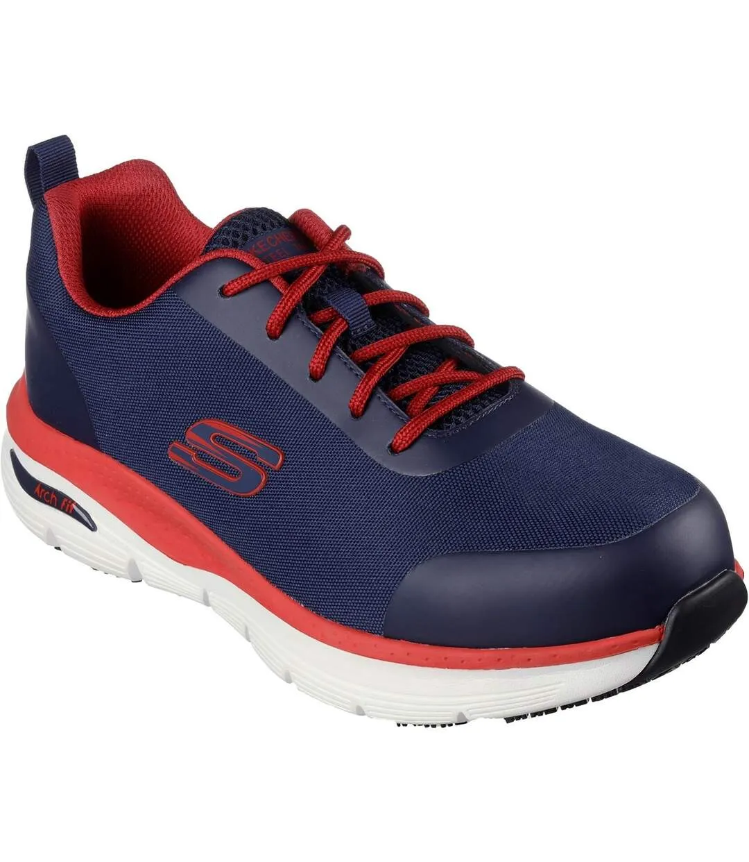 Mens sr ringstap arch fit safety trainers navy/red Skechers