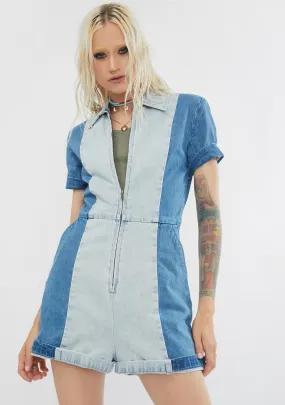 Mimi Hemp Denim Paneled Romper-