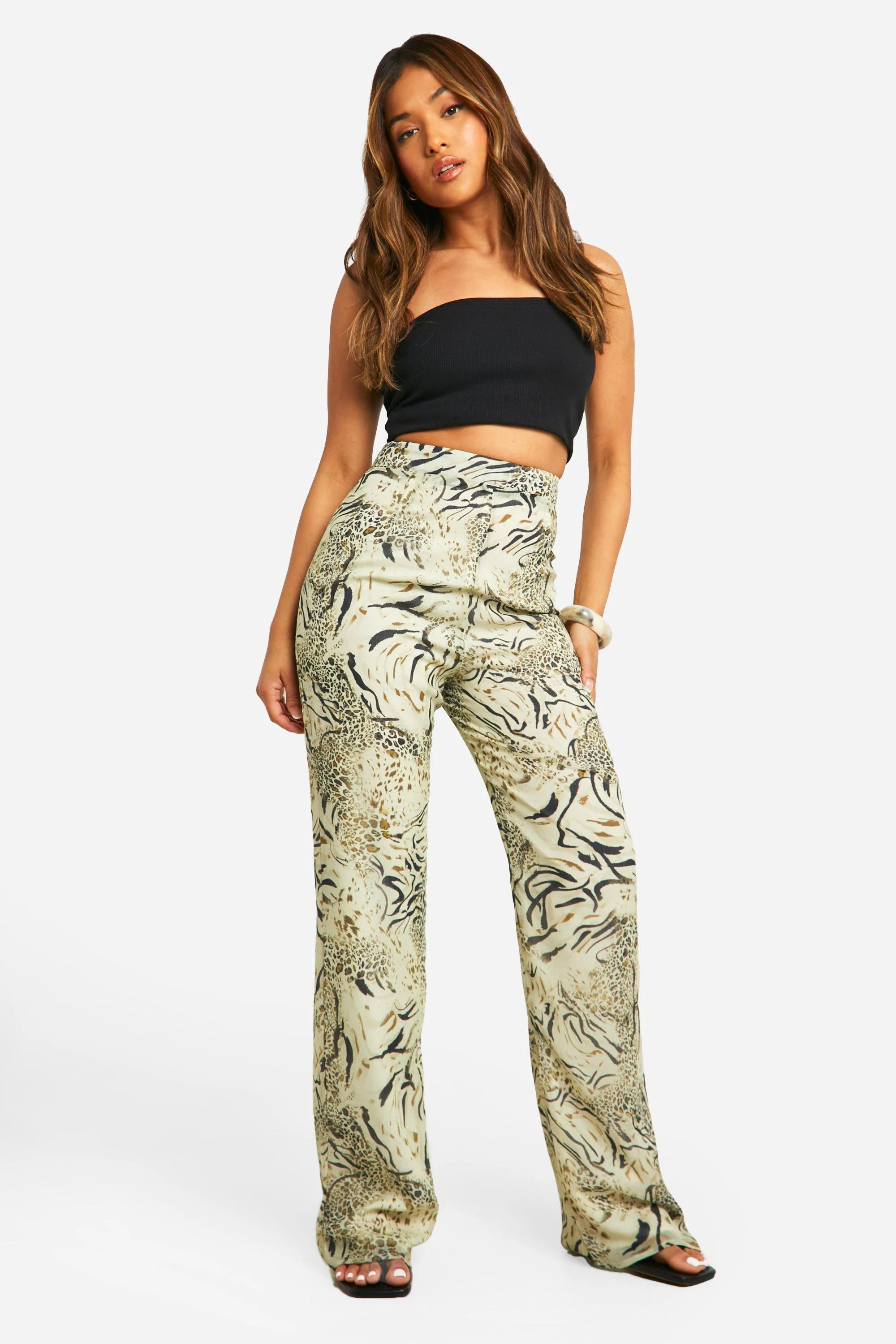 Mixed Animal Wide Leg Pants