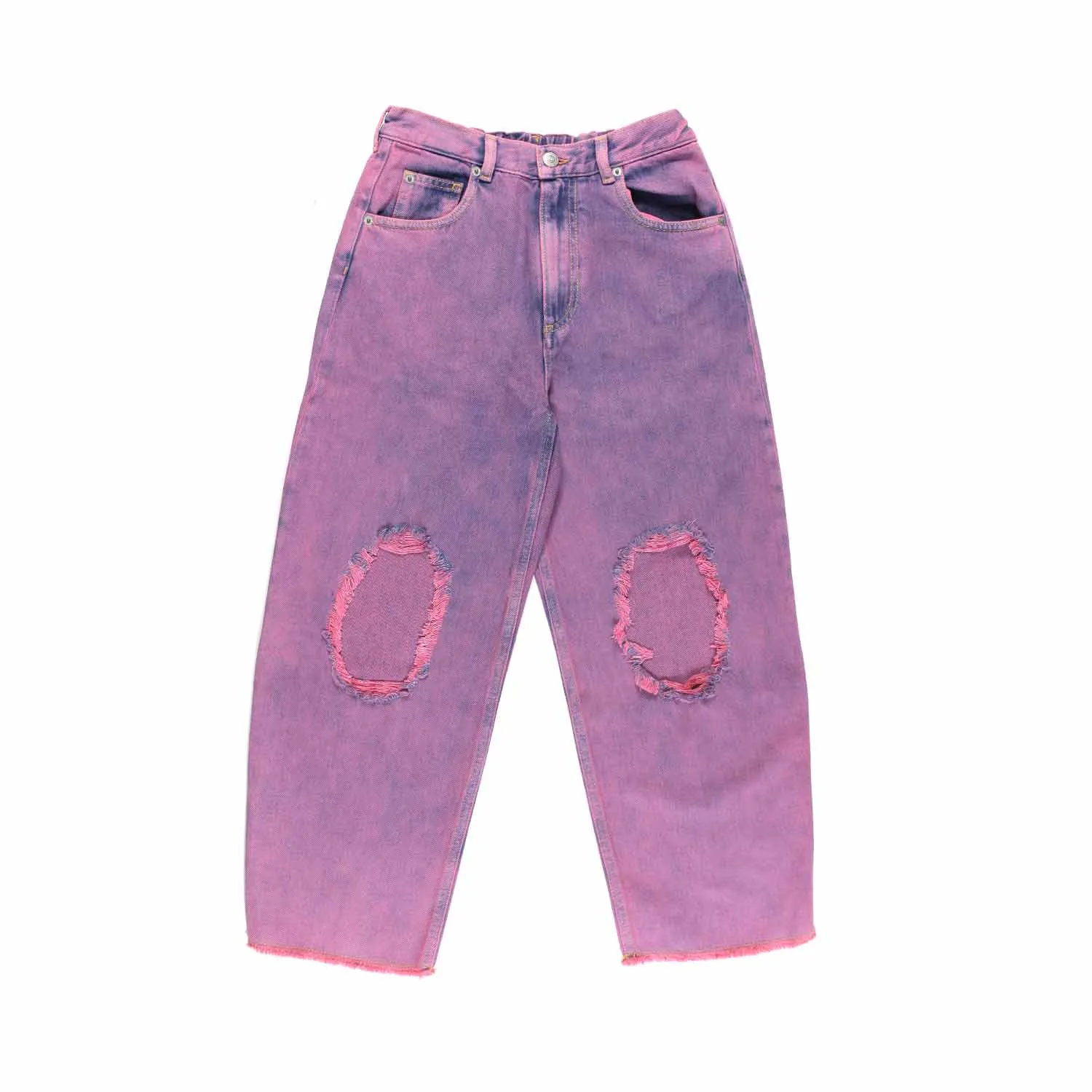 Mm6 Maison Margiela Blue And Fuchsia Tie Dye Wide Leg Jeans