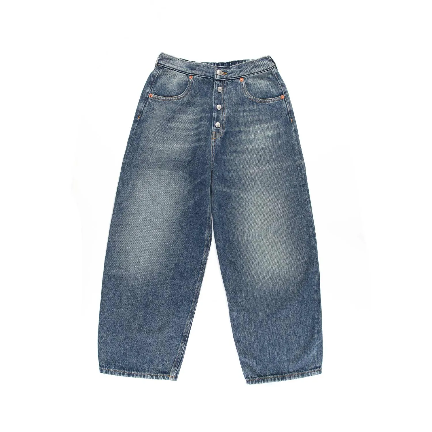 Mm6 Maison Margiela Medium Blue Wide Leg Stone Wash Jeans