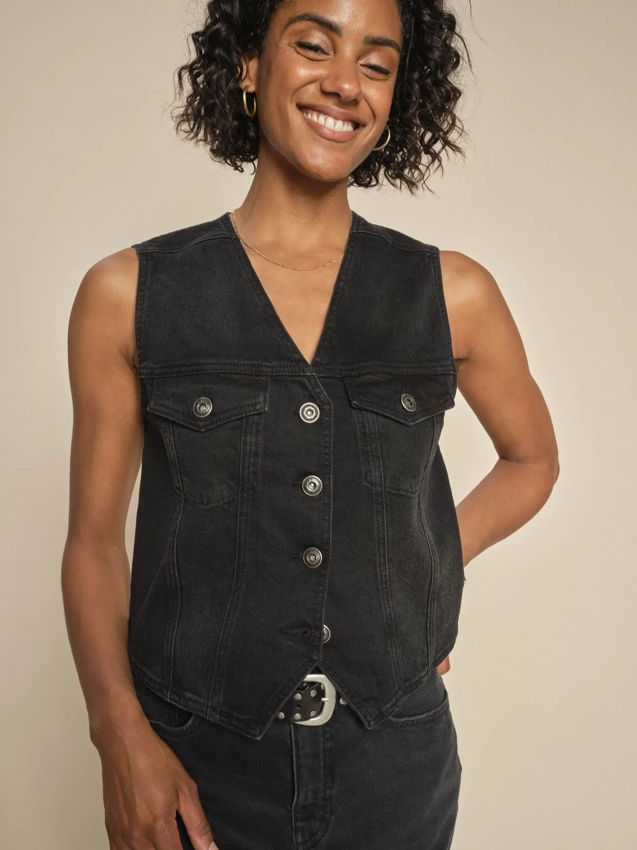 MMCiden Denim Vest Black