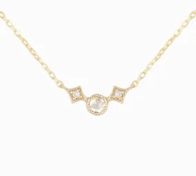 Moon & Star Rose Cut Diamond Necklace