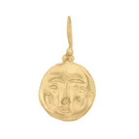 Moon Face Pendant - Solid Gold