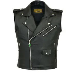 Motorcycle Leather Vest Genius Men Brando Style 1.0