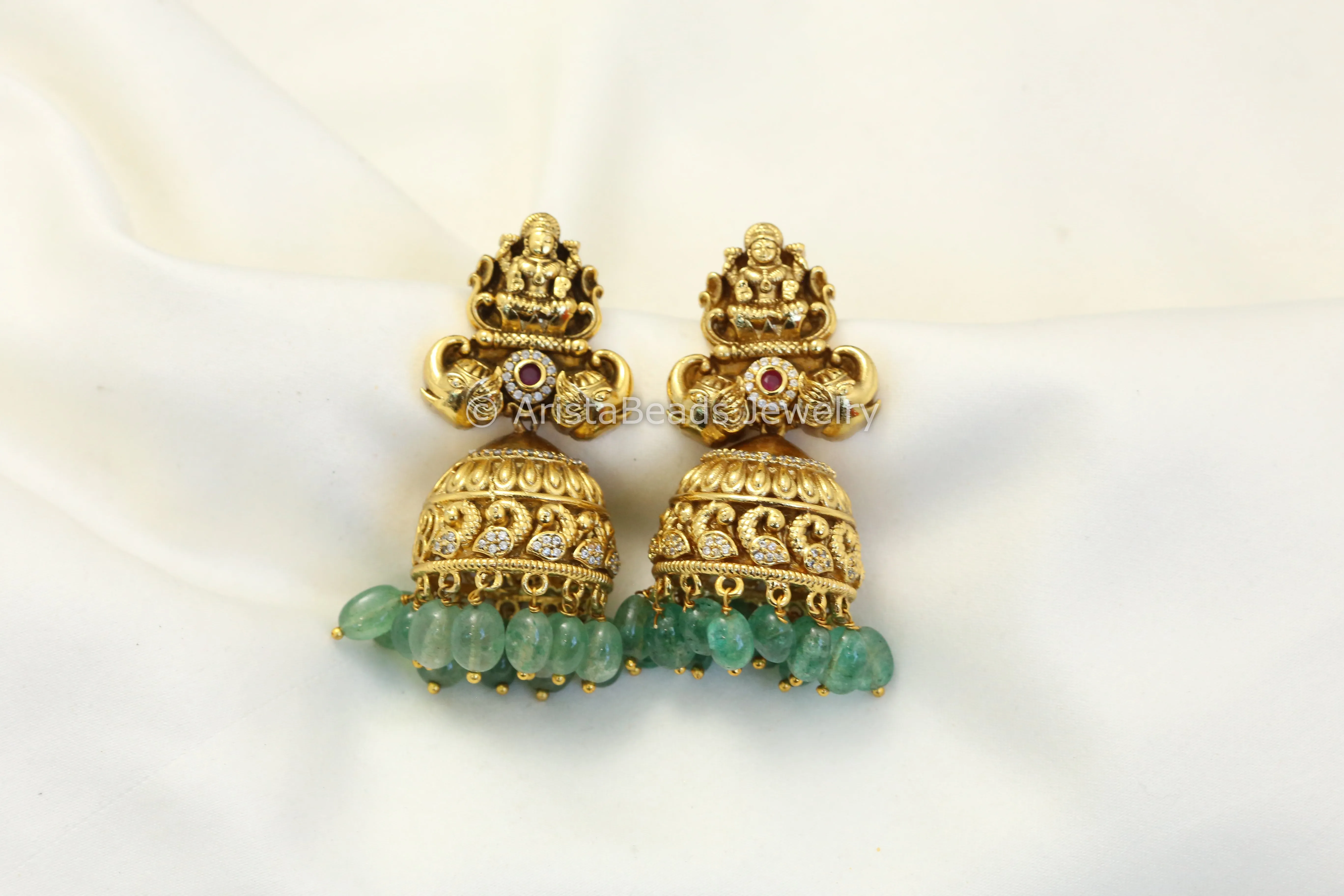 Nakshi Lakshmi Jhumka - Aventurine Drops