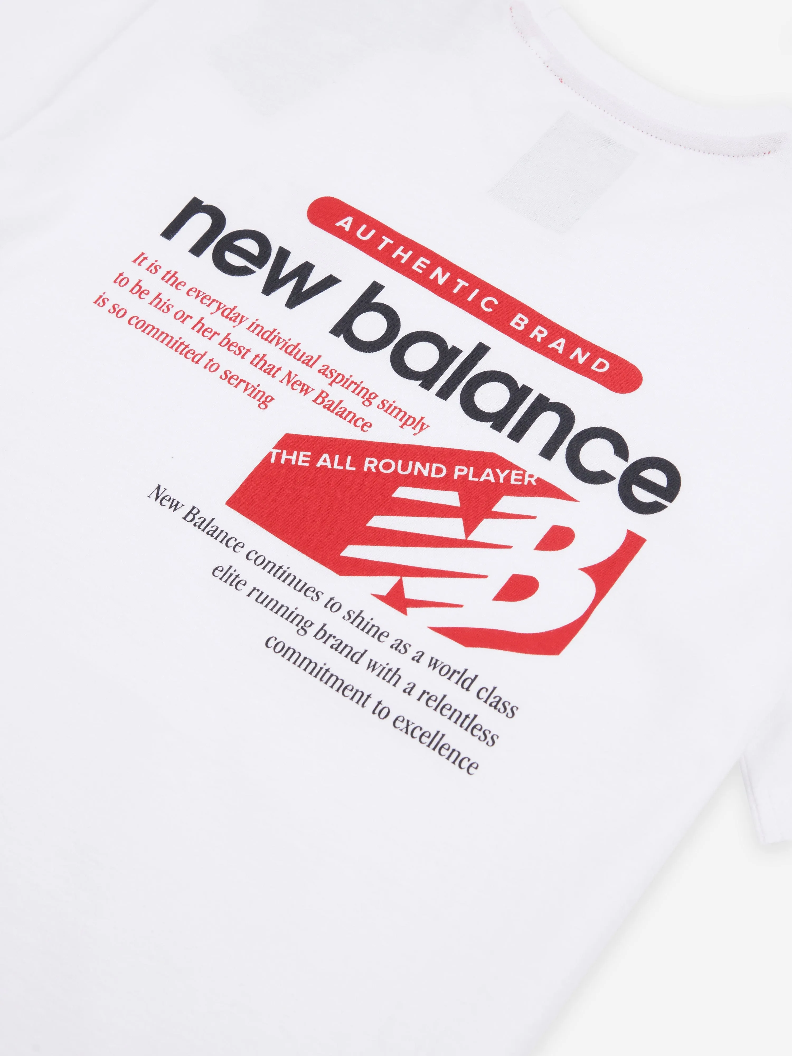 New Balance Boys Authentic Brand T-Shirt in White