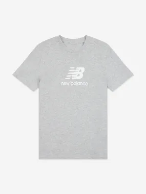 New Balance Boys Jersey Stacked Logo T-Shirt in Grey