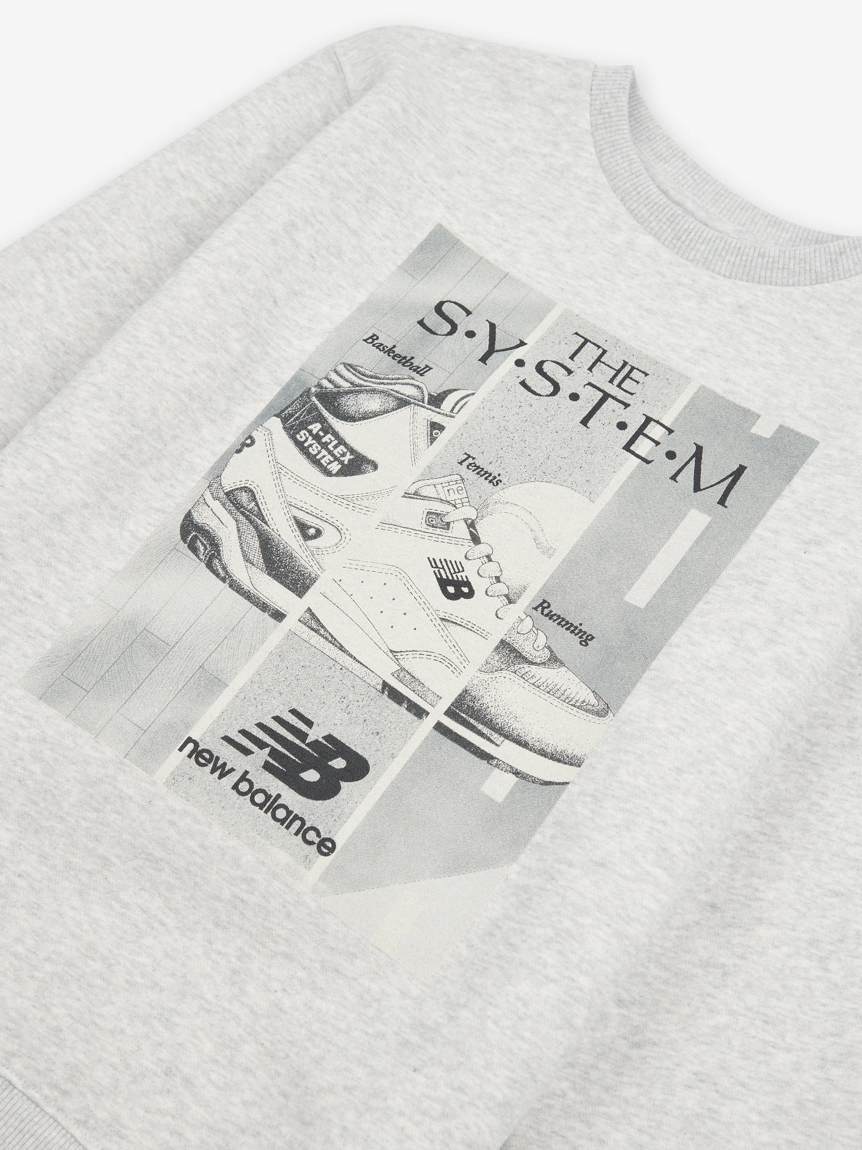 New Balance Boys The System Graphic T-Shirt in Grey