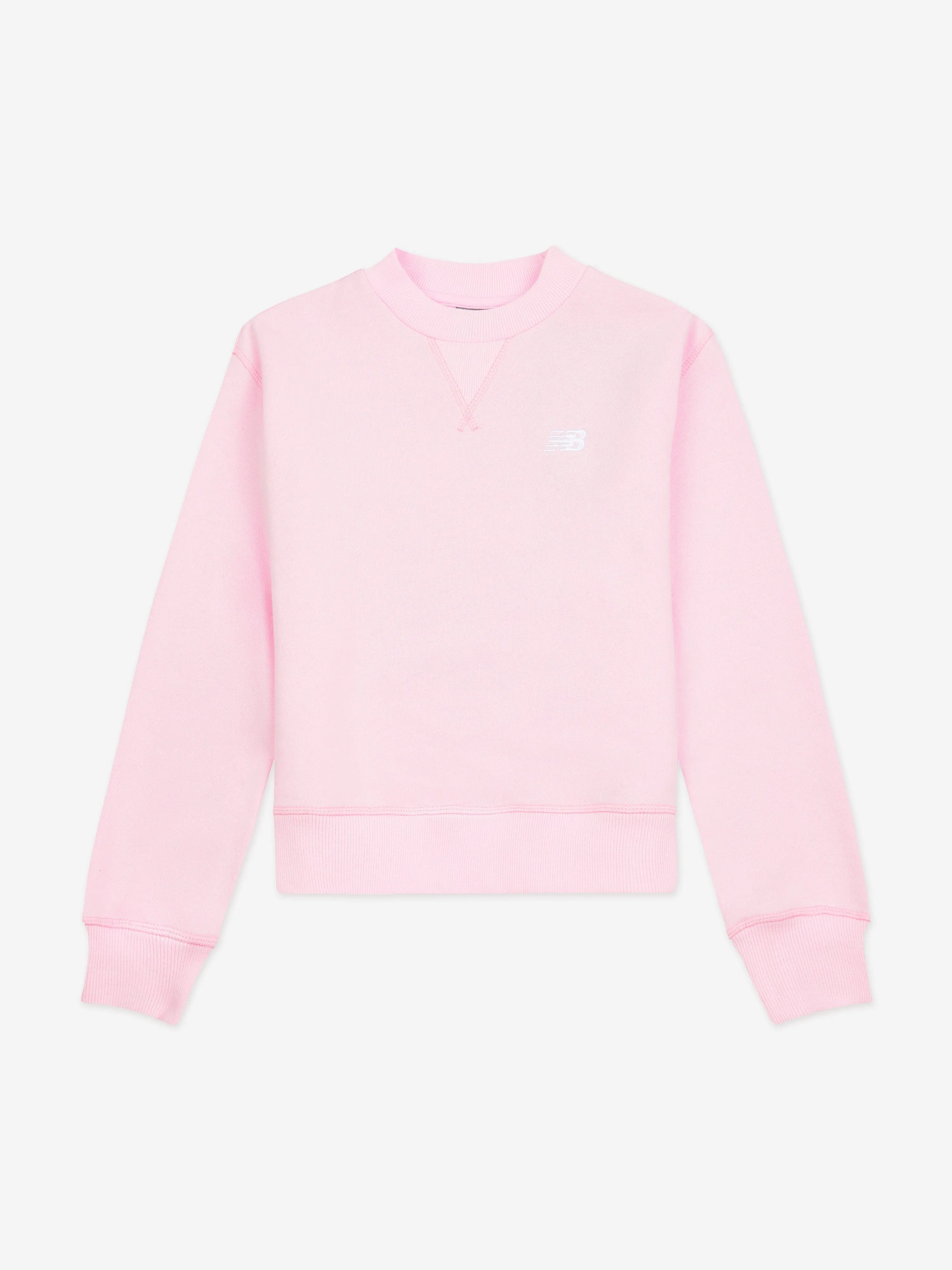 New Balance Girls Brush Back Small Logo Sweatshirt in Pink