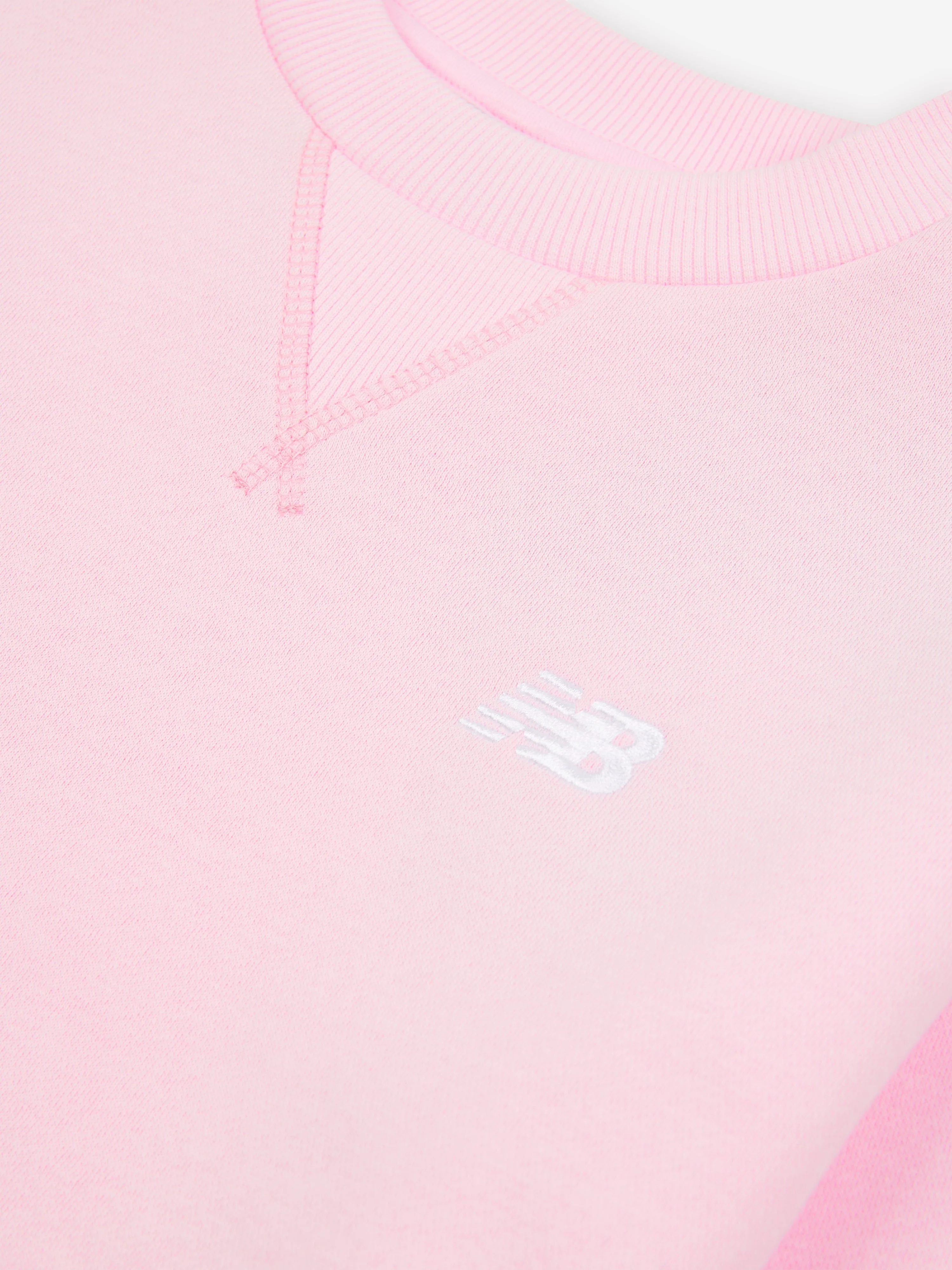 New Balance Girls Brush Back Small Logo Sweatshirt in Pink